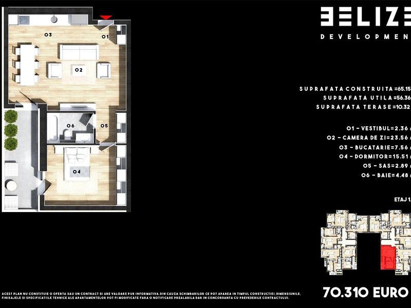 APARTAMENT 2 CAMERE BLOC FINALIZAT TERASA 10 MP